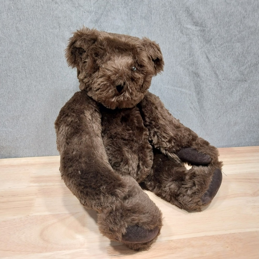 Vermont Teddy Bear Plush Jointed Handmade 17" Brown